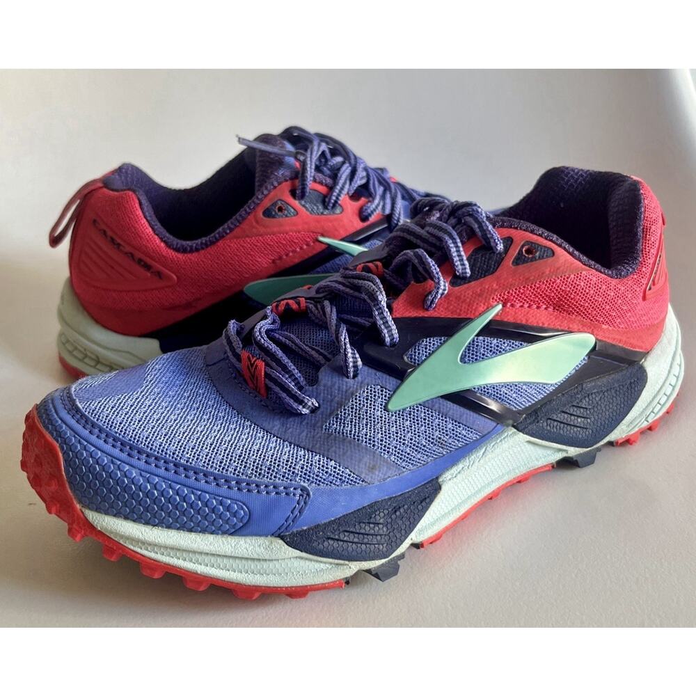 Brooks Cascadia 12 Trail Running Shoes Women’s US 7 B Blue Pink Coral Hiking